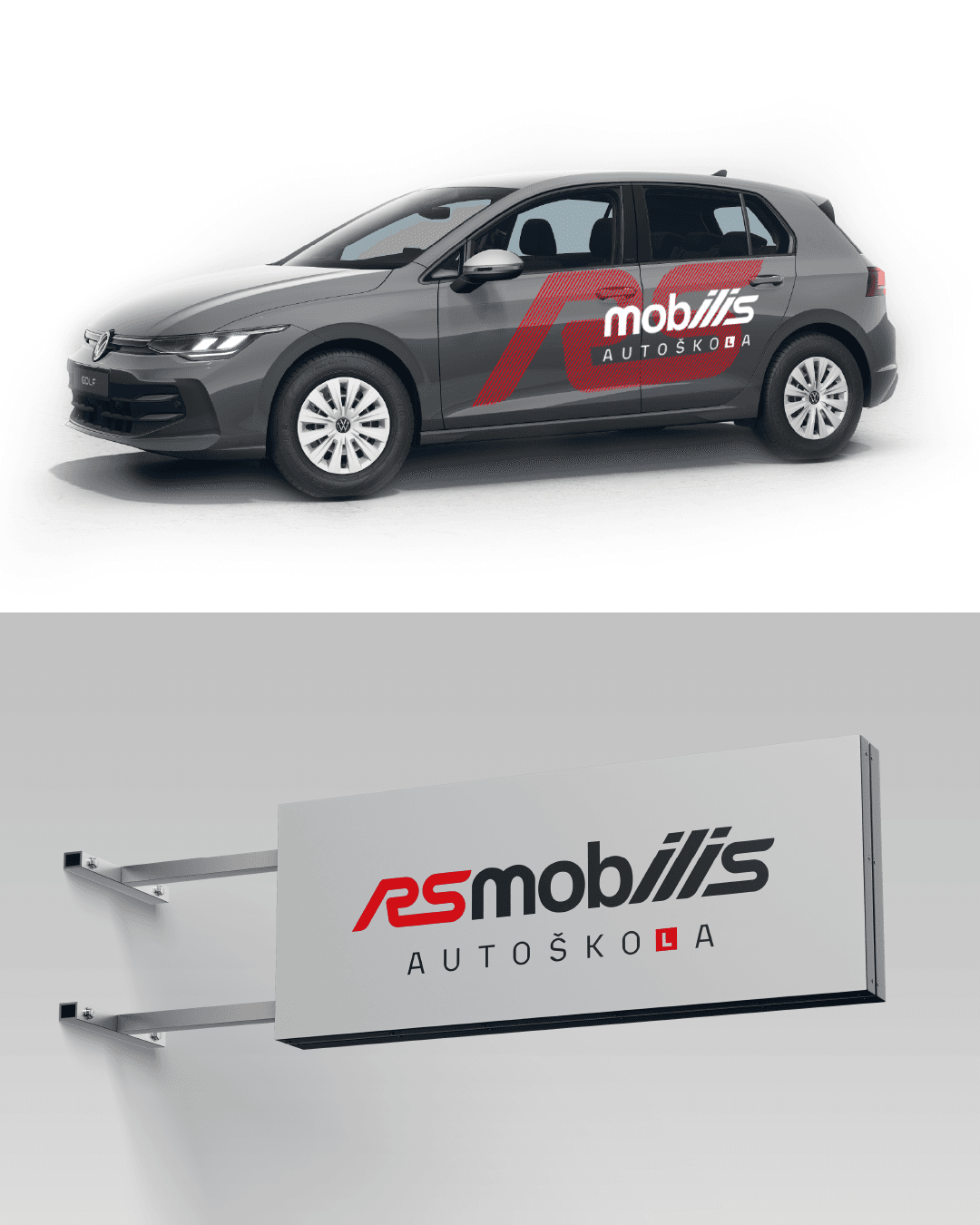 Autoškola RS Mobilis - polep vozu a výstrč