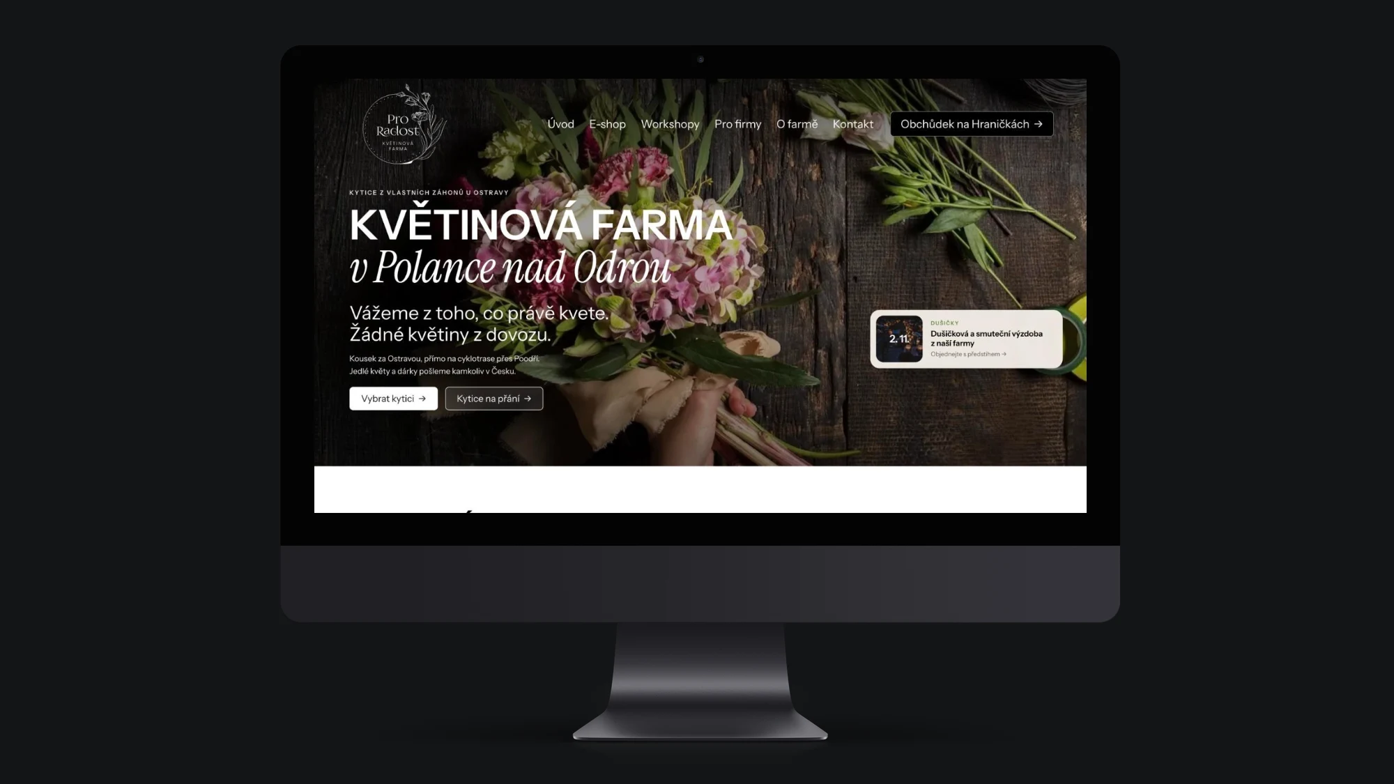 Květinová farma ProRadost: web na&nbsp;monitoru