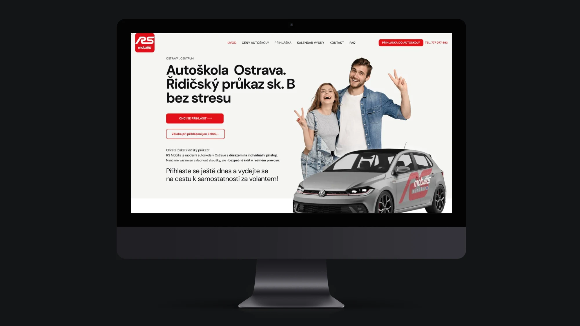 Autoškola RS Mobilis: web na&nbsp;monitoru