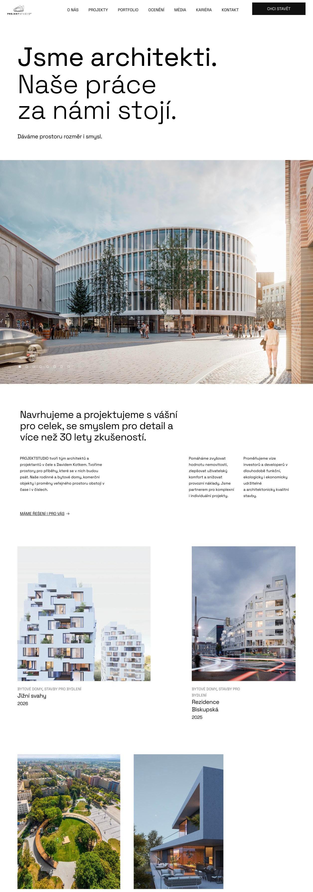 Celá úvodní stránka webu projektstudio.cz