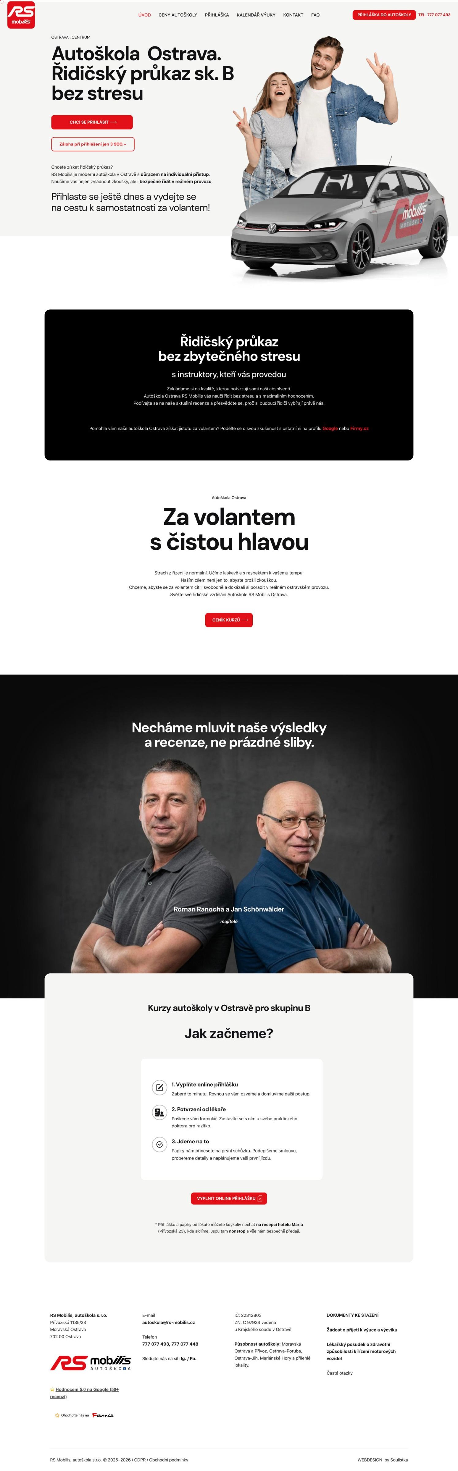 Celá úvodní stránka webu rs-mobilis.cz